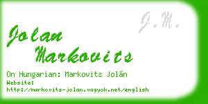 jolan markovits business card
